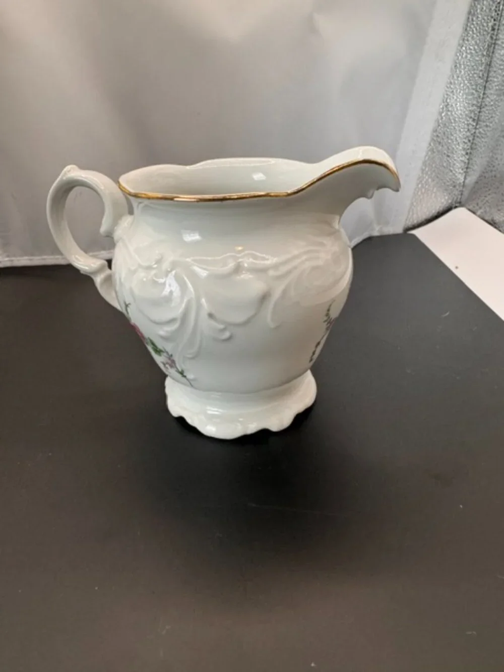 Royal Kent Poland Porcelain Floral Creamer Gold Trim Decorative Glossy